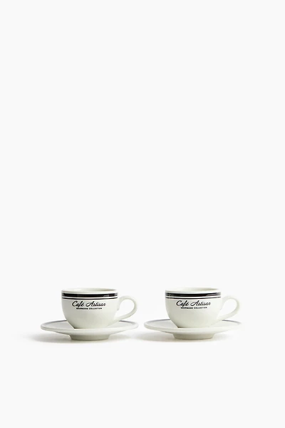 2-Pack Porcelain Espresso Cups with Saucers