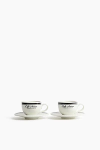 2-Pack Porcelain Espresso Cups with Saucers