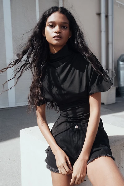 Asymmetric Mock Turtleneck Top