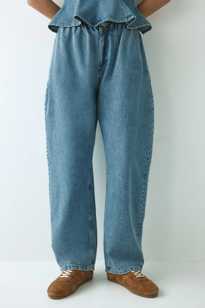 Barrel-Leg Denim Pants