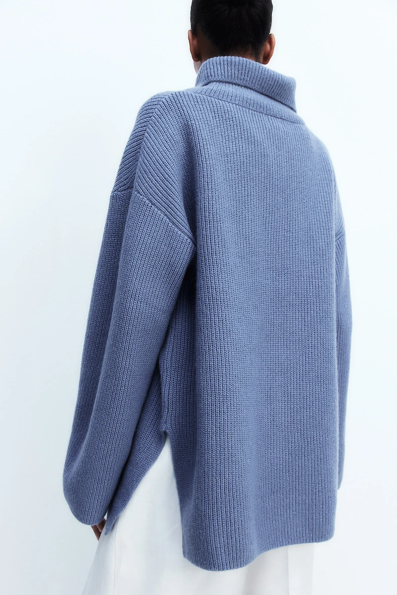 Rib-knit Half-zip Sweater