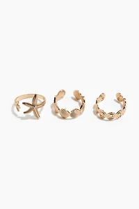 3-Pack Marine-Themed Toe Rings