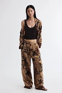 Pleated Satin Twill Pants