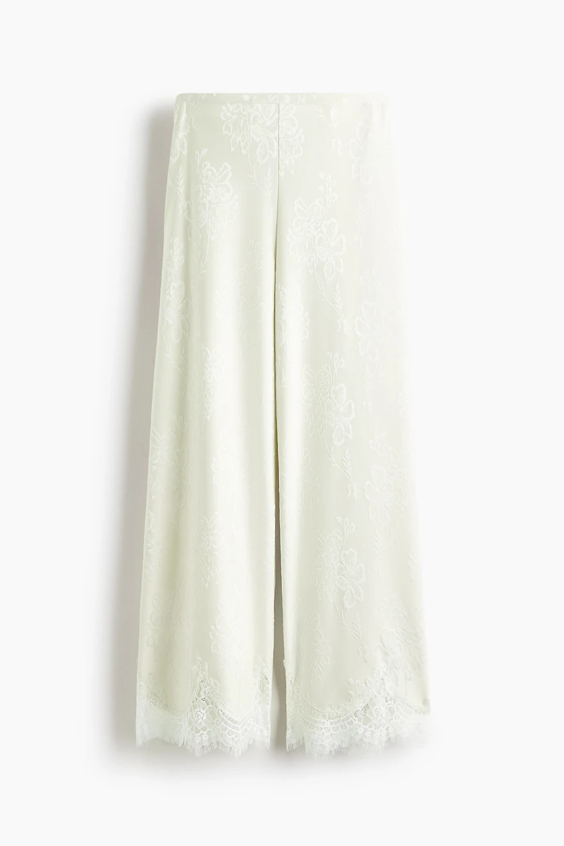 Lace-Trimmed Jacquard-Jersey Pants