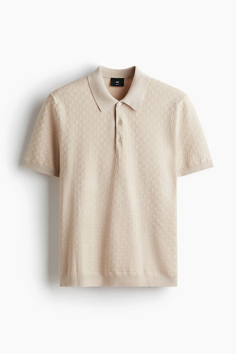 Slim-Fit Textured-Knit Polo Shirt