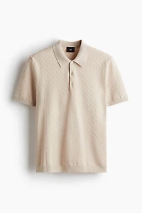 Slim-Fit Textured-Knit Polo Shirt