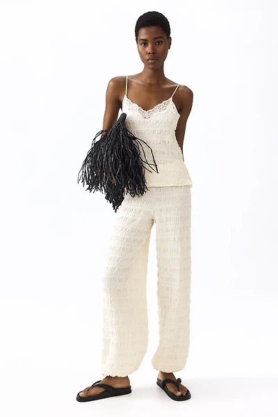 Textured Jersey Balloon-Leg Pants