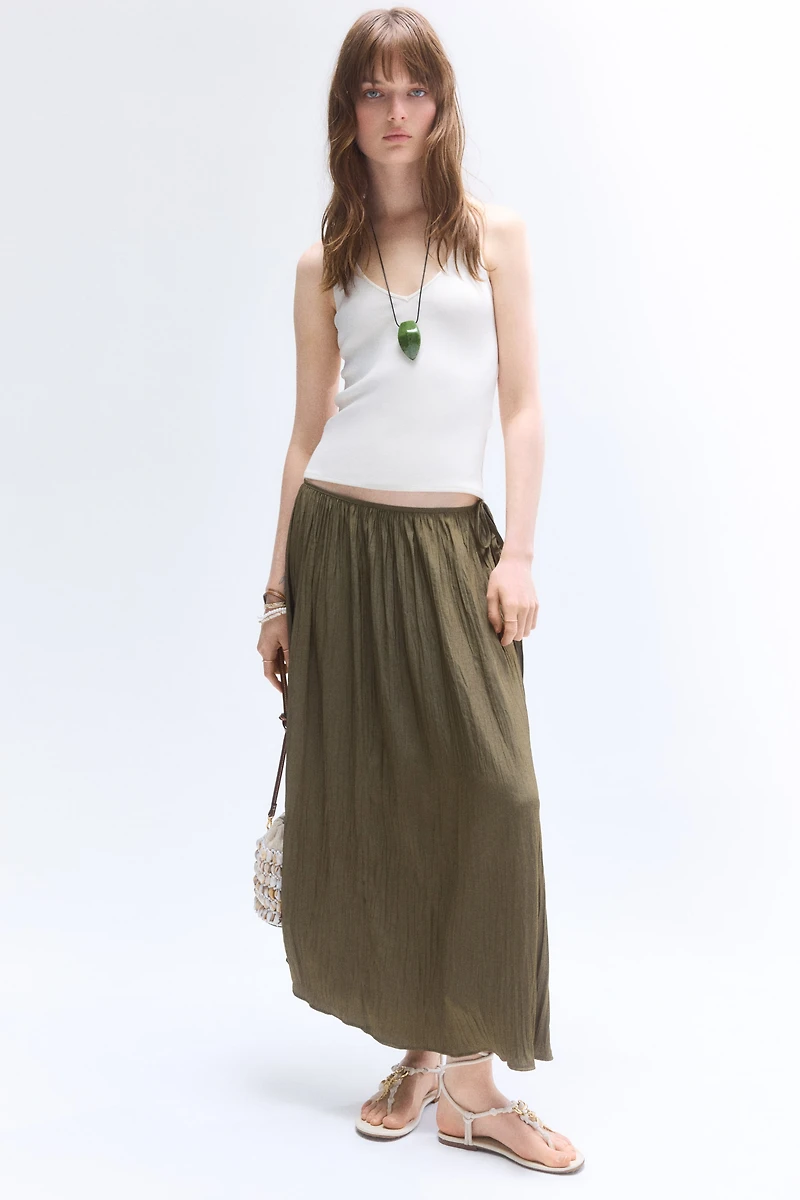 Crinkled Twill Skirt