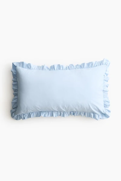 Ruffle-Trimmed Cotton Cushion Cover