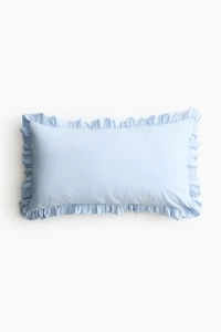 Ruffle-Trimmed Cotton Cushion Cover