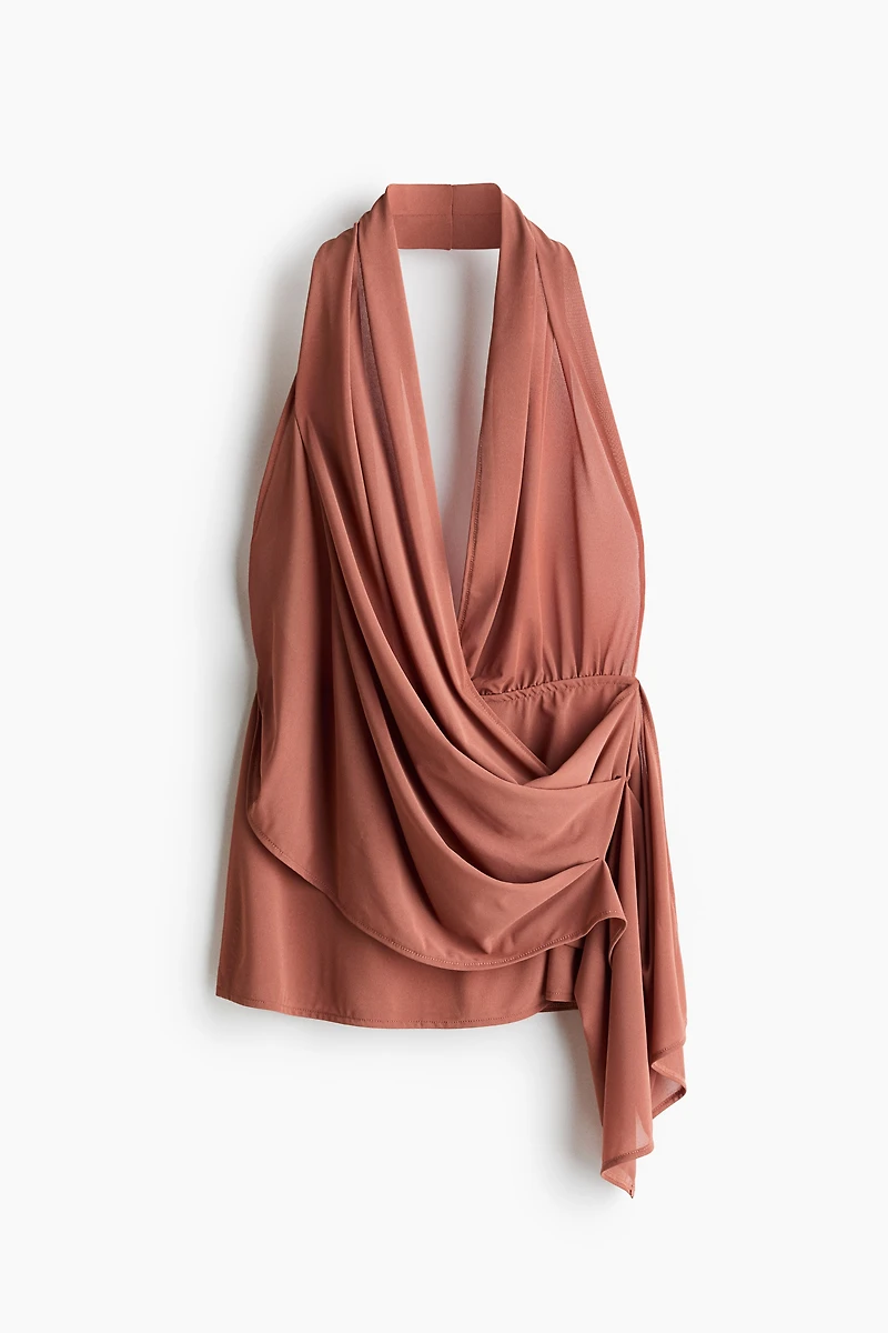 Draped-Panel Halterneck Top