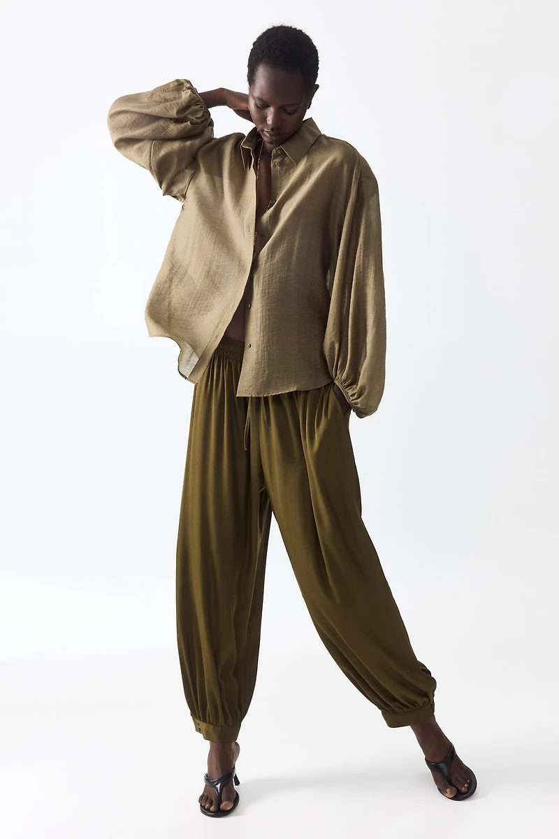 Linen-Blend Blouse