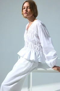 Drawstring Poplin Blouse