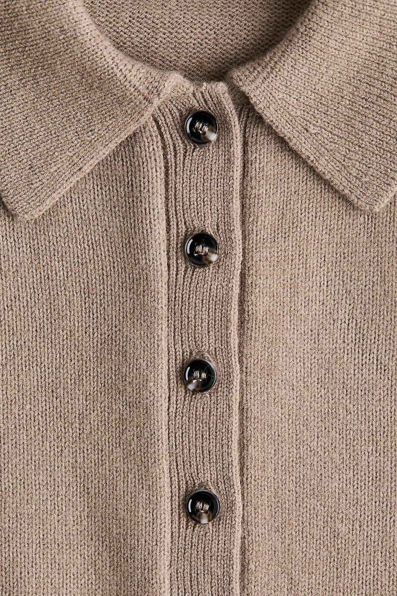 Shoulder-Pad Polo Sweater