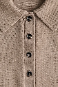 Shoulder-Pad Polo Sweater