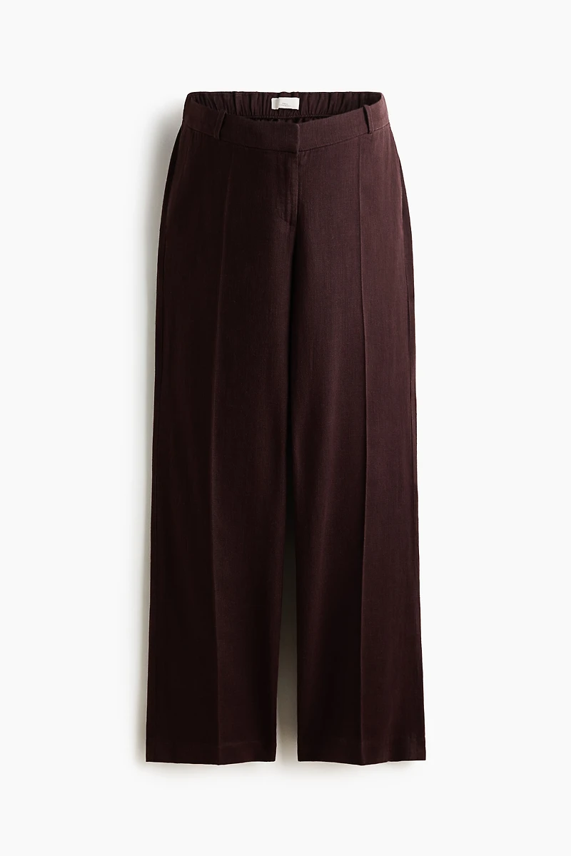 MAMA Linen-Blend Dress Pants