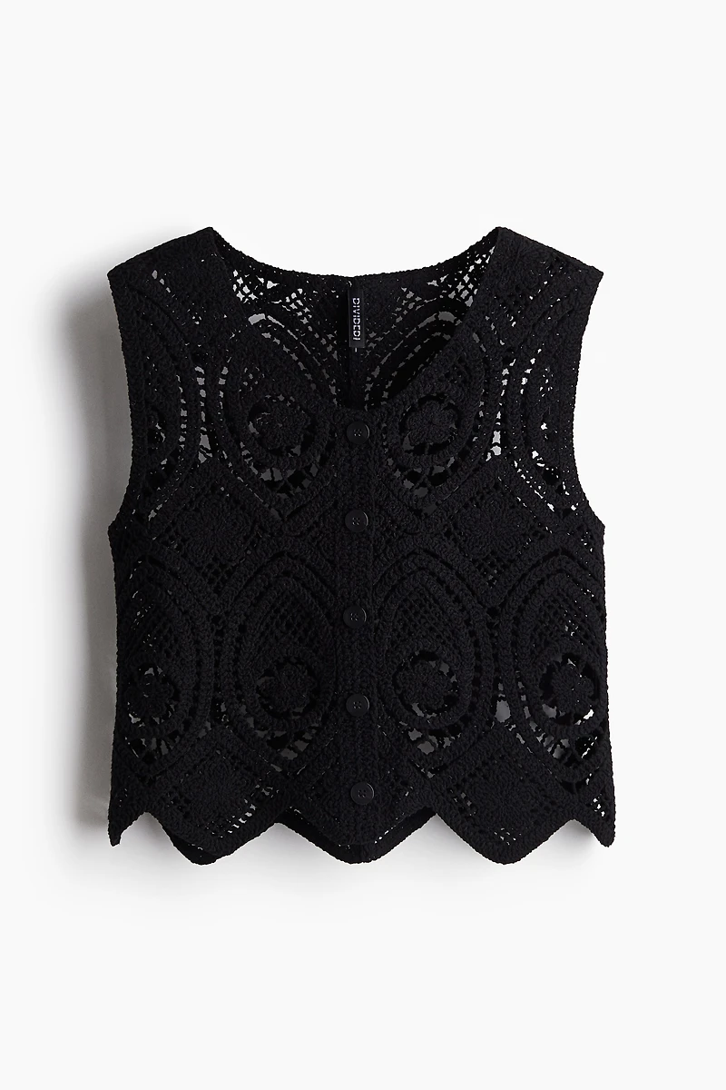 Crochet-Look Sweater Vest