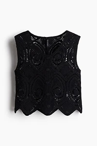 Crochet-Look Sweater Vest