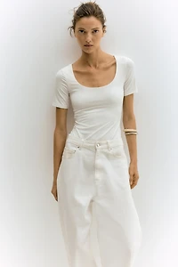 Scoop-Neck Thong Bodysuit