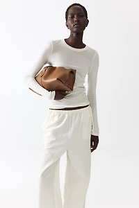 Linen-Blend Drawstring Pants
