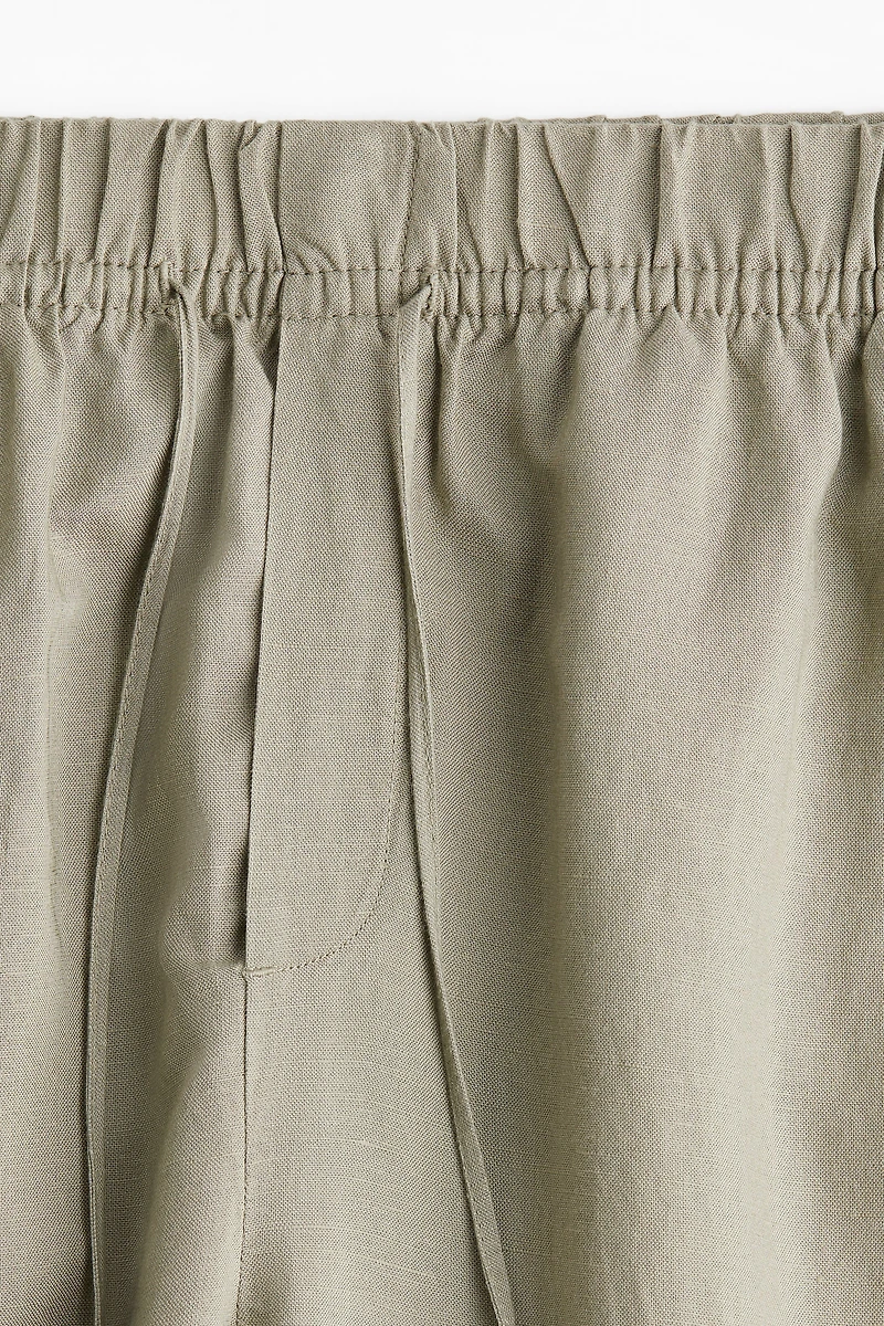 Linen-Blend Drawstring Pants