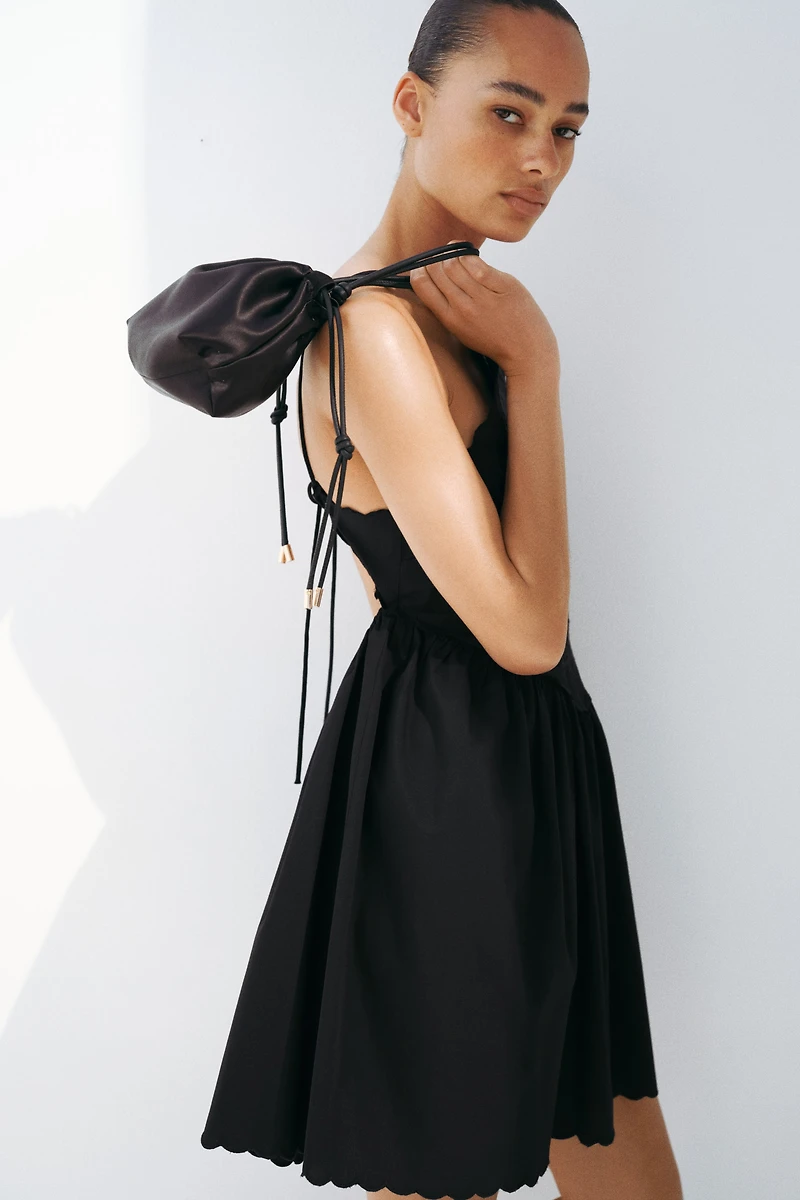 Flared-Skirt Dress with Eyelet Embroidery