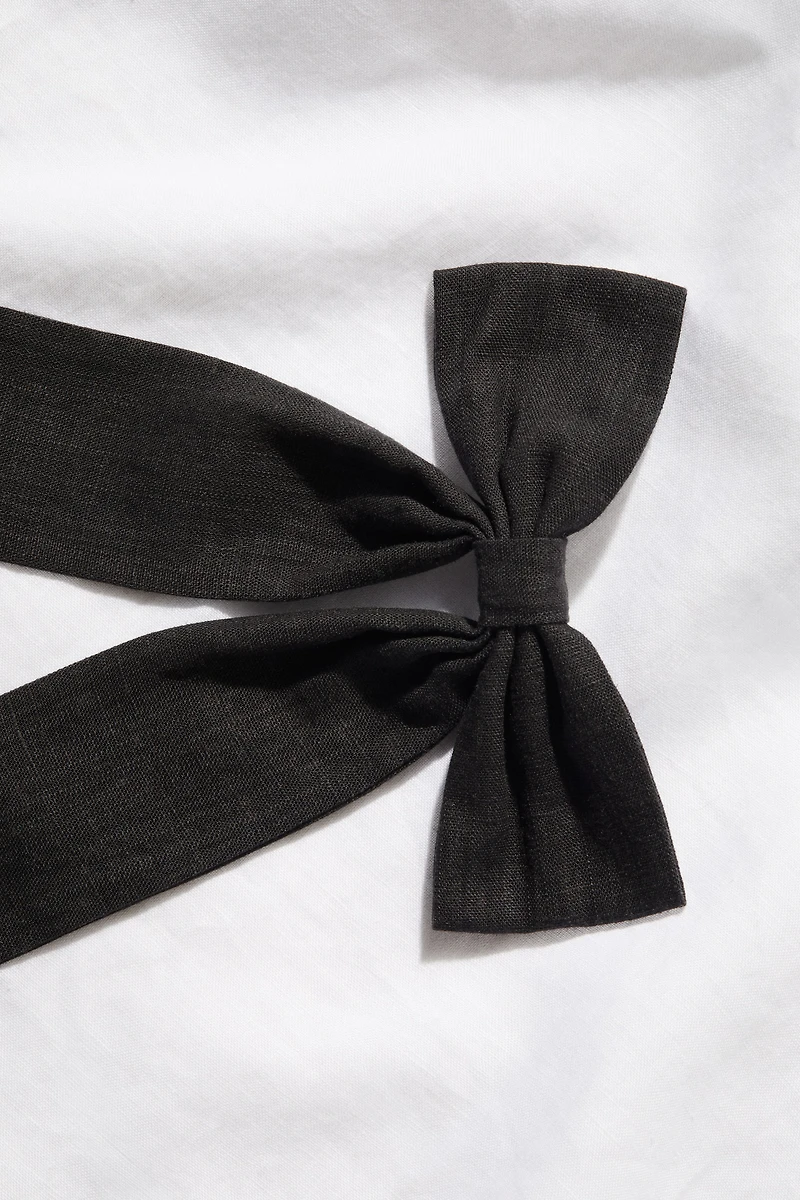 Linen-Blend Bow Hair Clip