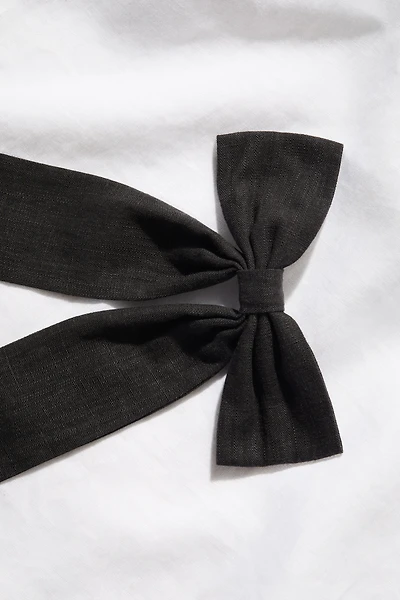 Linen-Blend Bow Hair Clip