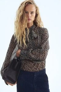 Blouse lavallière en mousseline