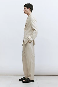Pantalon d'habit coupe classique en lin mélangé
