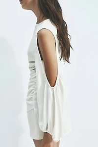 Balloon-Sleeved Open-Shoulder Dress