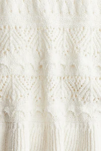 Ruffle-Trimmed Pointelle-Knit Sweater