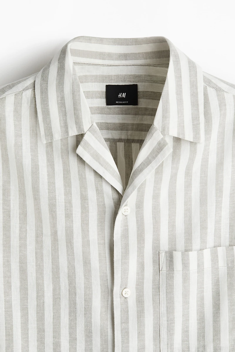 Regular-Fit Short-Sleeved Linen-Blend Shirt