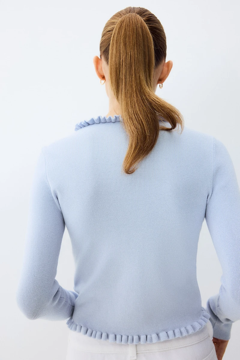Ruffle-Trimmed Cardigan