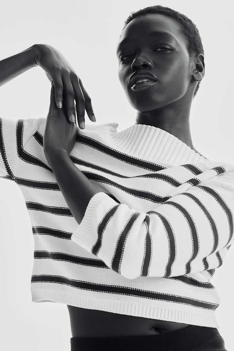 Purl-Knit Boat-Neck Sweater