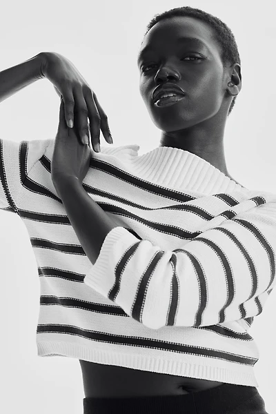 Purl-Knit Boat-Neck Sweater