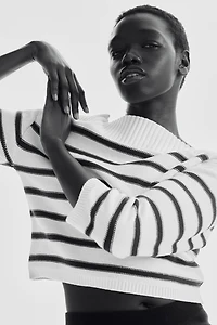 Purl-Knit Boat-Neck Sweater