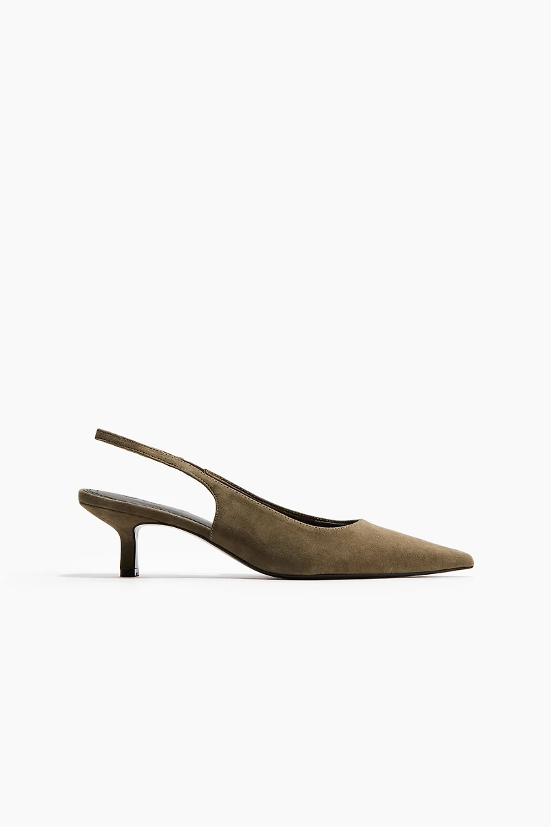 Escarpins en cuir velours avec bride arrière