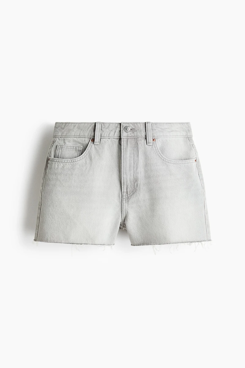 Raw-edge denim shorts