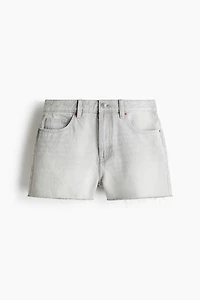 Raw-edge denim shorts