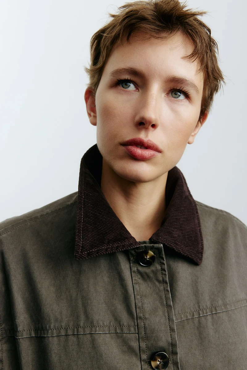 Jacket with Corduroy Collar