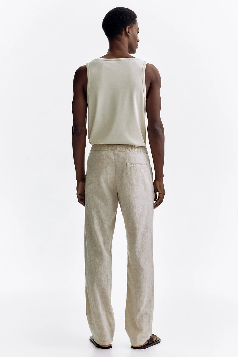 Regular-Fit Linen-Blend Pants