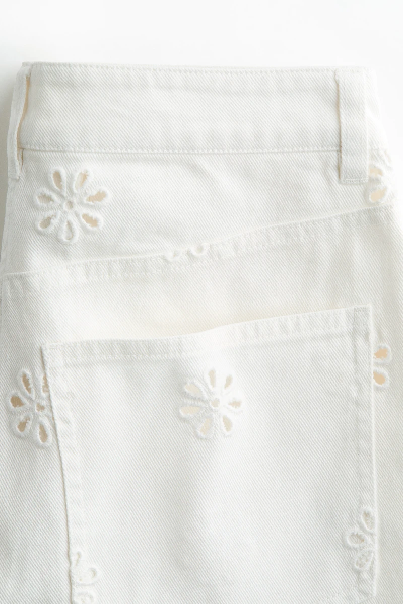 Eyelet-Embroidered Twill Pants