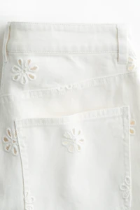Eyelet-Embroidered Twill Pants