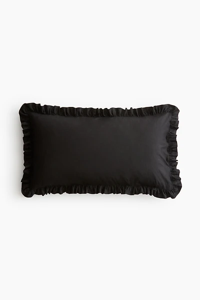 Ruffle-Trimmed Cotton Cushion Cover
