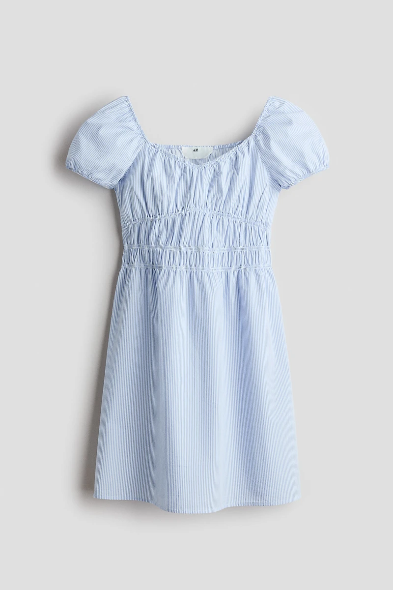 Puff-Sleeved Cotton Dress