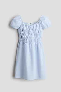 Puff-Sleeved Cotton Dress