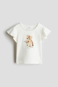 Haut en coton à manches volantées