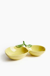 Lemon-Shaped Stoneware Serving Bowl