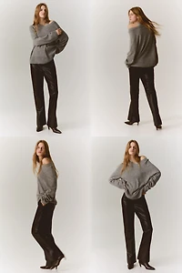 Coated Bootcut Pants